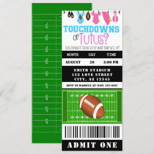 Invitation Touchdown ou Tutus Football Billet Sexe Révéler
