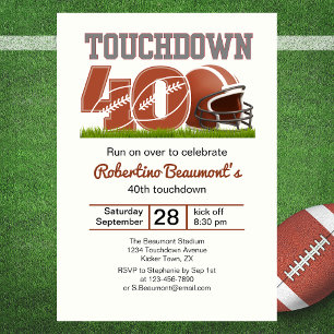 Invitation Touchdown Quarty Funny Football 40e anniversaire