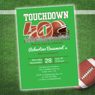 Invitation Touchdown Quarty Funny Football 40e anniversaire