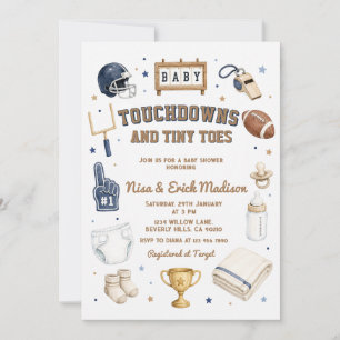 Invitation Touchdown Tiny Toes Baby Shower pour couples de la