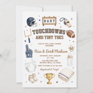 Invitation Touchdown Tiny Toes Baby Shower pour couples de la