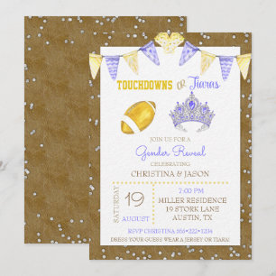 Invitation Touchdowns ou Tiaras Révélation du sexe Jaune Viol