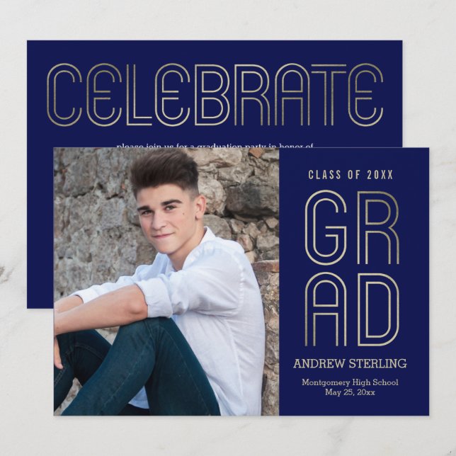 Invitation Touche de la classe ÉDITABLE COULEUR Graduation Ph (Devant / Derrière)