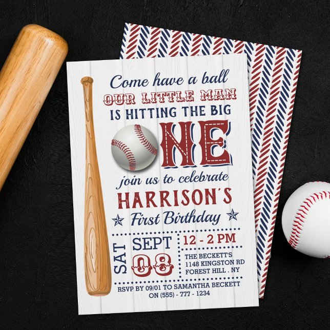 Invitation Toucher le Big One Baseball 1er Anniversaire (Créateur téléchargé)