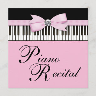 Invitation Touches de piano blanches et noires roses Invitati