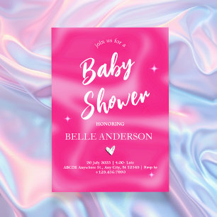 Invitation Touches de pinceau roses rétro y2k Baby Shower