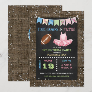 Invitation Toucheurs & Tutus Jumeaux Anniversaire ou Baby Sho