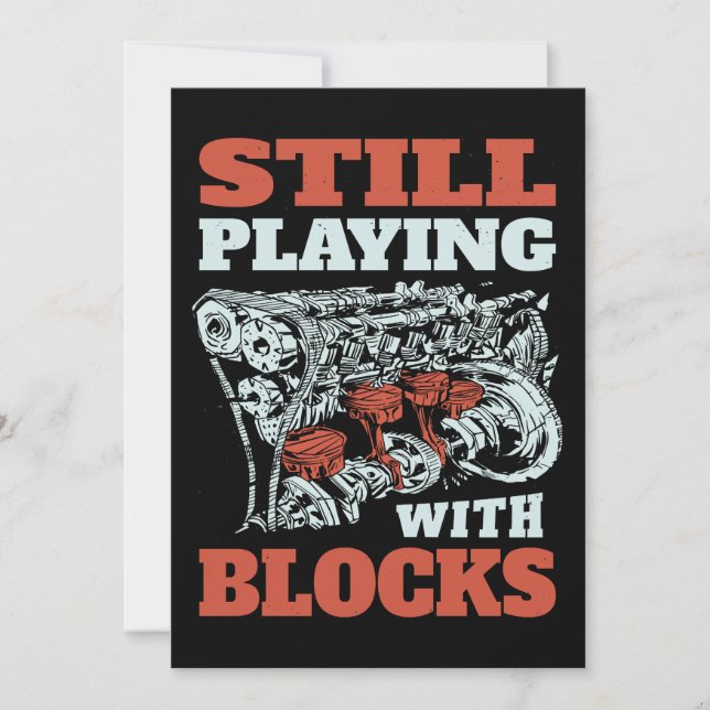 Invitation Toujours jouer avec les blocs Mécanique (Devant)