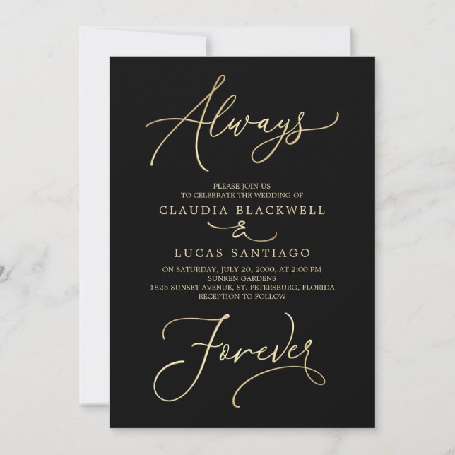 Invitation Toujours pour le Mariage d'or noir (Devant)