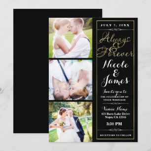 Invitation TOUJOURS & POUR TOUJOURS Moderne 3 Photo Mariage N