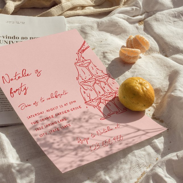 Invitation Tour Champagne tirée à la main 40e Anniversaire (Créateur téléchargé)