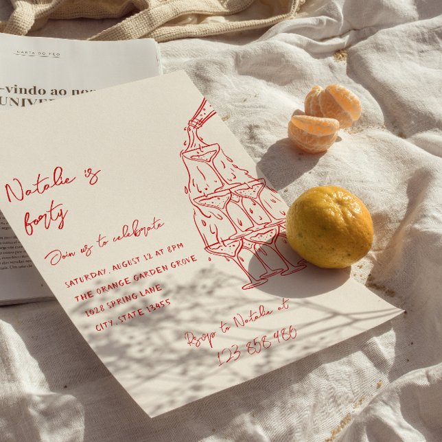 Invitation Tour Champagne tirée à la main quarante 40e annive (Créateur téléchargé)