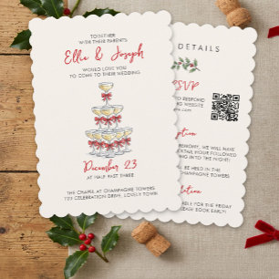 Invitation Tour de champagne Code QR RSVP Mariage Tout-En-Un