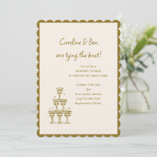 Invitation Tour de champagne Coquille d'or pour mariage
