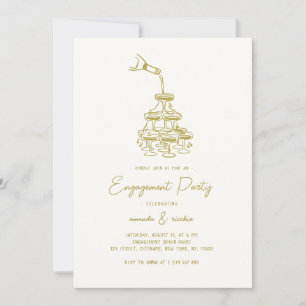 Invitation Tour de champagne doré Tour bulleuse Fête de fianç