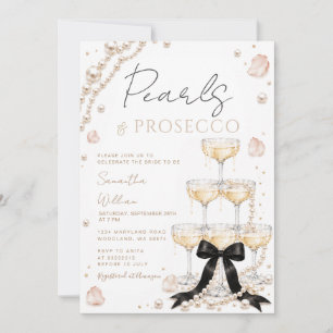 Invitation Tour de champagne Perles et Prosecco pour une fête