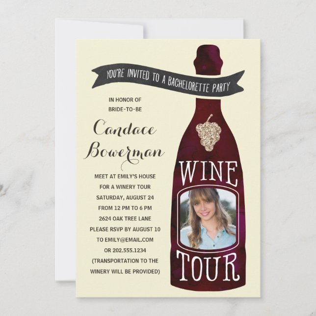Invitation Tour des vins | Photo Bachelorette (Devant)