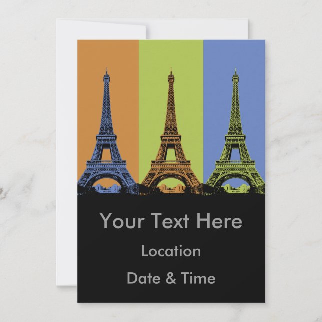Invitation Tour Eiffel à Paris Triptyque (Devant)