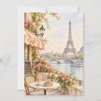 Invitation Tour Eiffel Café Paris Aquarelle 
