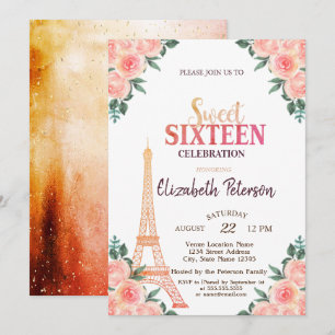 Invitation Tour Eiffel Confettis    ++++9-Fleurs Sweet 16