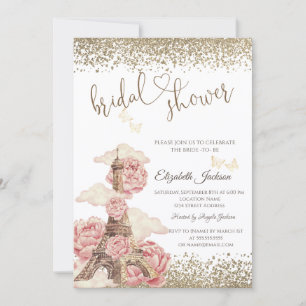 Invitation Tour Eiffel Diamants Pivoines Papillon
