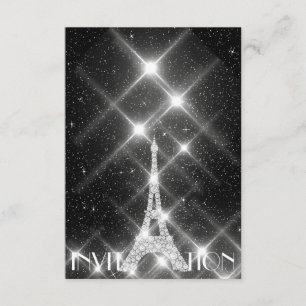 Invitation Tour Eiffel Noir Blanc Paris Dimond Crystals G