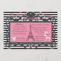 Tour Eiffel Paris Baby shower de caniche rose Invi