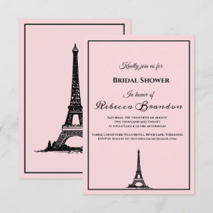 Invitation Tour Eiffel Rose Cute Fête des mariées Paris