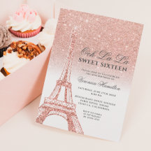 Tour Eiffel rose or parties scintillant blanche Sw
