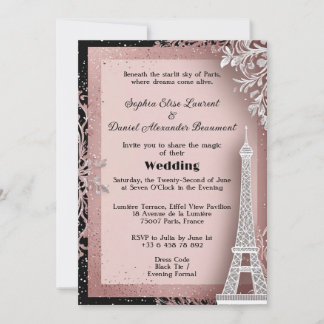 Invitation Tour Eiffel Rose Pâle Destination Mariage Paris