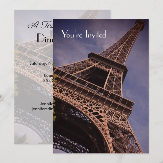 Invitation Tour Eiffel Un avant-goût de France Dîner Invitati (Devant / Derrière)