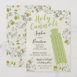 Invitation Tour italienne de Pise Baby shower neutre genre