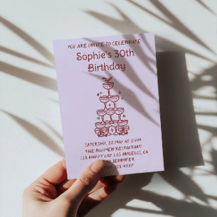 Invitation Tour minimaliste Champagne pour une fête d'anniver