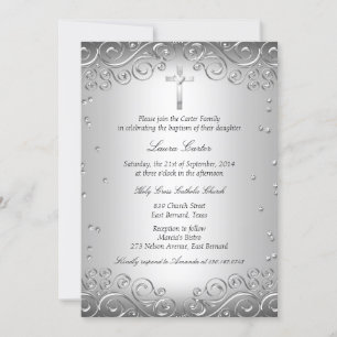 Invitation Tourbillon d'argent et baptême/célébration de la n