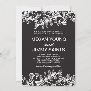 Invitation tourbillon de doodle feuille