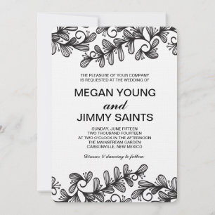 Invitation tourbillon de doodle feuille