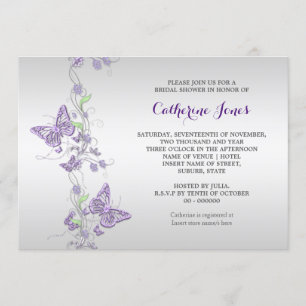 Invitation Tourbillon de papillon argenté violet
