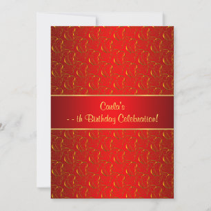 Invitation Tourbillon d'or rouge Anniversaire Tout Nombre