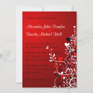 Invitation Tourbillon noir et rouge mariage 5x7