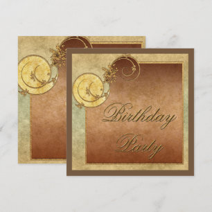 Invitation Tourbillons Classy Or & Floral Feminine Anniversai
