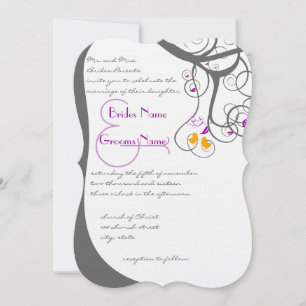 Invitation Tourbillons d'Arbre Fruitier Oiseaux de l'Amour Da