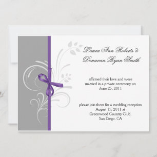 Invitation Tourbillons Floraux Gris Violet Blanc Mariage Aprè