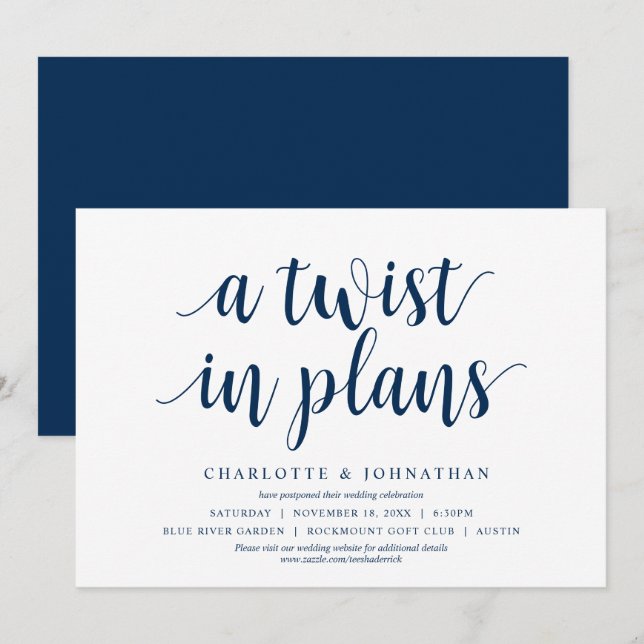 Invitation Tournage dans les plans, Mariage Modifier la date (Devant / Derrière)