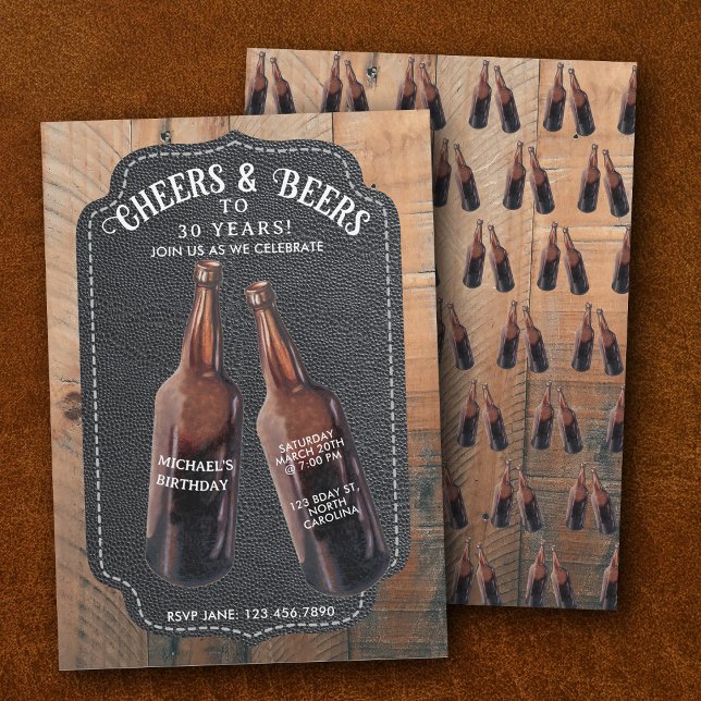 Invitation Tournée de bières pour les 30 ans (Cheers and Beers 30th Beer Birthday Party Invitation)