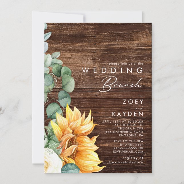 Invitation Tournée de pays audacieux | Brunch Mariage bois (Devant)