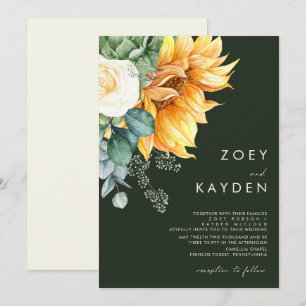 Invitation Tournée de pays audacieux   Mariage vert foncé