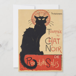 Invitation Tournee du Conversation Noir Vintage Chat noir Art