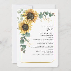 Invitation Tournesol 50e fête d'anniversaire Eucalyptus Simpl