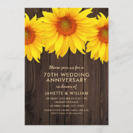 Invitation Tournesol 70e Anniversaire de Mariage Bois Rustiqu