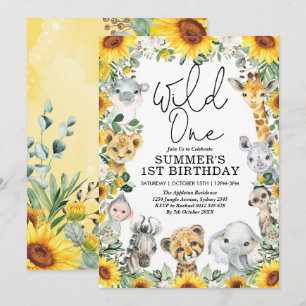 Invitation Tournesol Anniversaire Sauvage Safari Jungle Anima